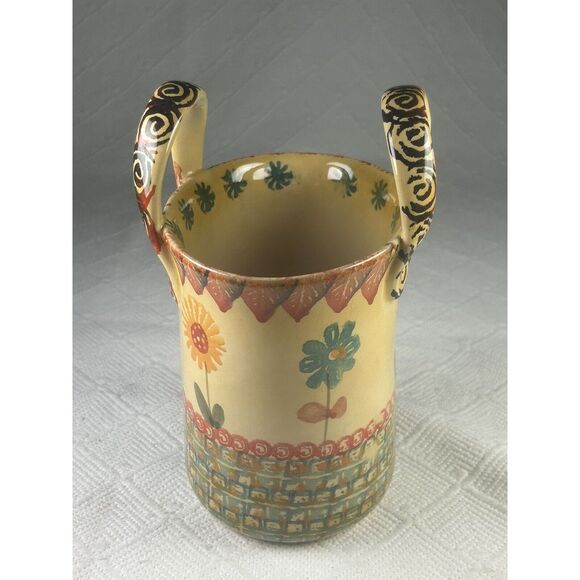 VTG Italica ARS Hand Painted‎ Italian Pottery Crock/Vase w/2 Handles **READ** - Picture 1 of 13